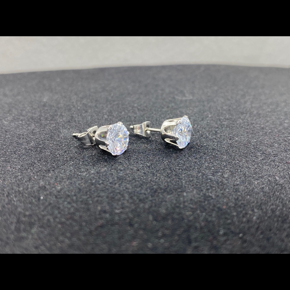 Two Pairs 8mm Cubic Zirconia Earrings - Picture 2 of 10